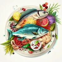 vis voedsel conceptuele achtergrond generatief ai foto