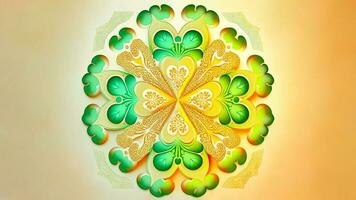 groen en chroom geel mooi bloemen mandala patroon. 3d veroorzaken. foto