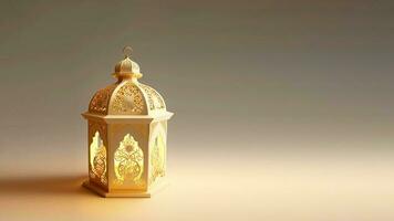 realistisch Arabisch lantaarn Aan achtergrond. Islamitisch religieus concept. 3d veroorzaken. foto