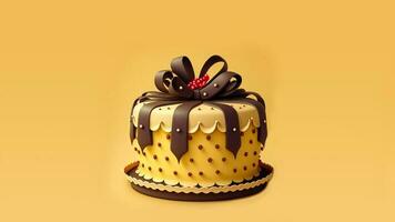 3d veroorzaken, mooi kleurrijk taart met chocola loopy boog. foto