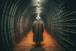 modern oud persoon ondergronds bunker. genereren ai foto