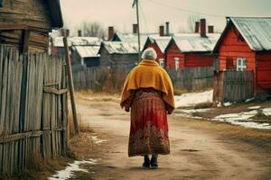 Russisch rustiek reizen oud dorp. genereren ai foto