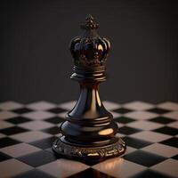schaak koningin Aan schaakbord ai gegenereerd foto