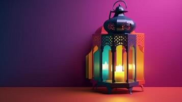 Islamitisch lantaarn met kleurrijk achtergrond voor beide Ramadan en adha eid al adha de feest van offer generatief ai foto
