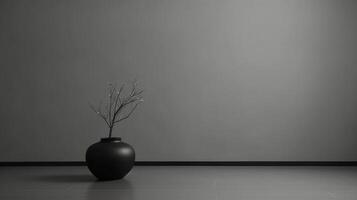 een verbijsterend beeld van een minimalistische zwart, presentatie van de magisch elegantie gevonden in eenvoud. ai generatief foto
