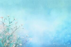 licht blauw achtergrond papier structuur klein bloemblad bloem schilderij in waterverf stijl. ai generatief foto