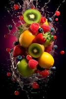 vers fruit, plons, levendig kleuren. ai generatief foto