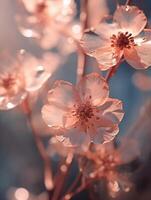 dichtbij omhoog foto van transparant bloemen transparant licht. ai generatief