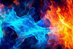 getrokken neon kleur blauw, brandend vlam achtergrond materiaal abstract hand. ai generatief foto
