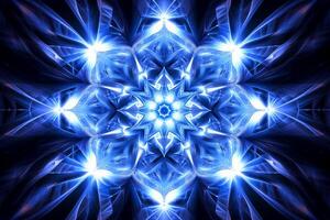 lazer licht fractals, blauw en wit. ai generatief foto