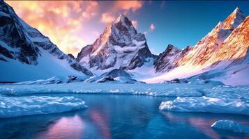 helder schoon wit besneeuwd berg. ai generatief foto