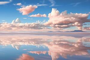 salar de uyuni, reflectie water, lucht. ai generatief foto