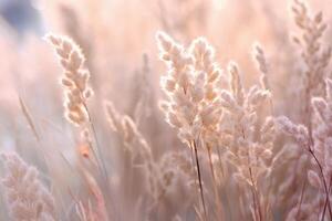 klein wit gras tegen een wit achtergrond. ai generatief foto