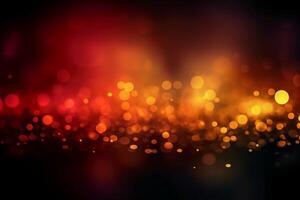 een wazig geel licht, rood licht abstract achtergrond met bokeh gloed, illustratie. ai generatief foto