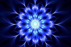 lazer licht fractals, blauw en wit. ai generatief foto