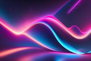 abstract futuristische achtergrond met roze blauw gloeiend neon in beweging hoog snelheid Golf lijnen en bokeh lichten gegevens overdracht concept, ai gegenereerd foto