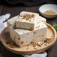 eigengemaakt tofu kaas met sesam zaden.ai generatief. foto