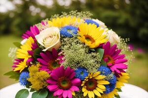 een mooi boeket. van de natuur caleidoscoop. een adembenemend boeket van bloemen pracht. generatief ai foto