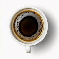 top visie koffie kop top visie geïsoleerd Aan wit achtergrond, generatief ai foto