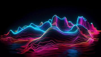 ervaring de fusie van kunst en technologie in gloeiend neon golven aan boord gaan Aan een reis waar de grenzen tussen kunst en technologie generatief ai foto