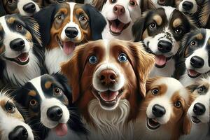 ai gegenereerd 3d schattig heel veel smiley honden. vol honden Aan achtergrond. foto