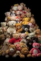 stapel van schattig pluche teddy bears illustratie ai generatief foto