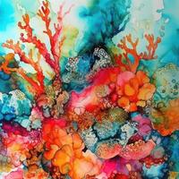 kleurrijk abstract koraal rif ai generatief foto