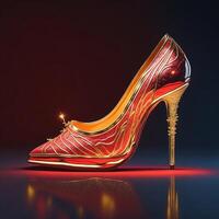 mooi Dames schoenen neon kunst illustratie, generatief ai kunst foto