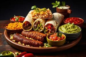 heet Mexicaans burrito. illustratie ai generatief foto