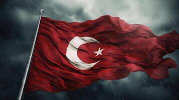 rood Turks vlag. illustratie ai generatief foto