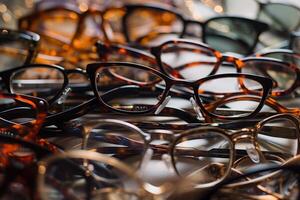 bril naar verbeteren visie, glas bril optiek voor de ogen generatief ai foto