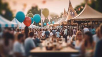 zomer fest evenement partij met mensen wazig achtergrond illustratie ai generatief foto