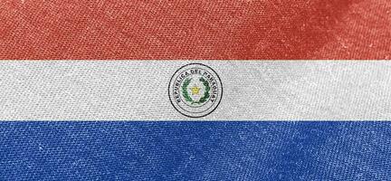 Paraguay kleding stof vlag katoen materiaal breed vlaggen behang gekleurde kleding stof Paraguay vlag achtergrond foto