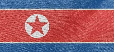 noorden Korea kleding stof vlag katoen materiaal breed vlaggen behang gekleurde kleding stof noorden Korea vlag achtergrond foto