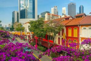 downtown stad horizon, stadsgezicht van Chinatown Singapore foto
