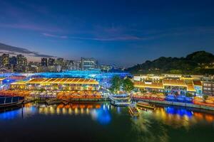 antenne visie stadsgezicht van clarke kade, Singapore stad horizon foto