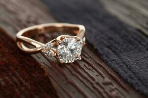 verloving goud ring met luxe diamant foto