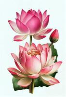 roze lotus bloem tekening geïsoleerd Aan wit achtergrond. waterverf, hand- getrokken stijl, ai generatie foto