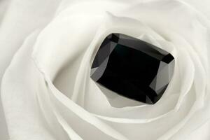 zwart diamant Aan wit roos bloemblaadjes foto