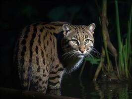 de heimelijk stengel van de visvangst kat in wetlands foto