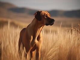 de vorstelijk rhodesian ridgeback in een veld- foto