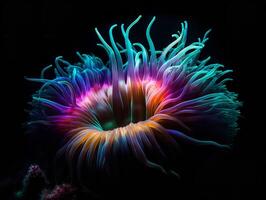 betoverend elegantie van de zee anemoon in oceaan diepten foto