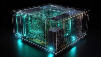 holografische projectie van een supercomputer foto