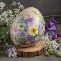 roze bloem regeling, Pasen decoratie, frohe ostern middelen gelukkig Pasen , genereren ai foto