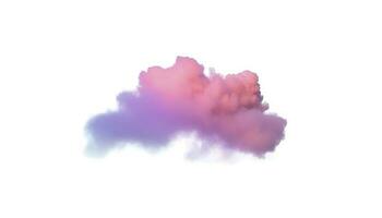 3d veroorzaken, gloeiend kleurrijk zacht wolk geïsoleerd Aan wit achtergrond. pluizig cumulus atmosfeer fenomeen. realistisch lucht klem kunst element, genereren ai foto