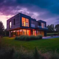 modern elegant futuristische huis land huis ai gegenereerd foto