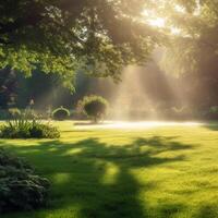 gazon gieter in zomer weer ai gegenereerd foto