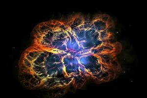 vastleggen de ingewikkeld details van de krab nevel, een supernova overblijfsel dat is een van de meest bestudeerd en gefotografeerd diep ruimte voorwerpen, genereren ai foto