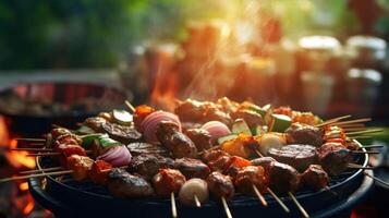 bbq zomer feest. illustratie ai generatief foto