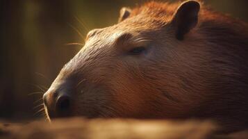 schattig capibara in natuur. illustratie ai generatief foto
